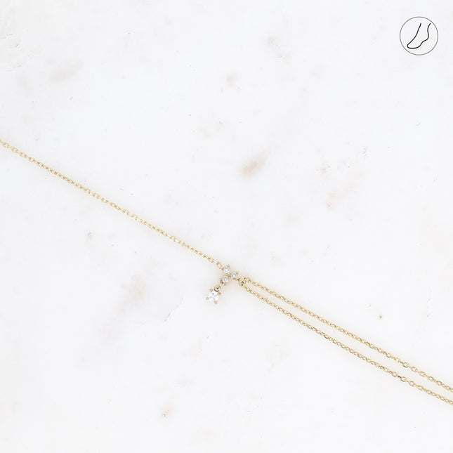 Bracelet de cheville - petit pendentif avec oxydes de zirconium