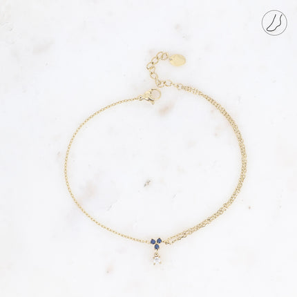 Bracelet de cheville - petit pendentif avec oxydes de zirconium