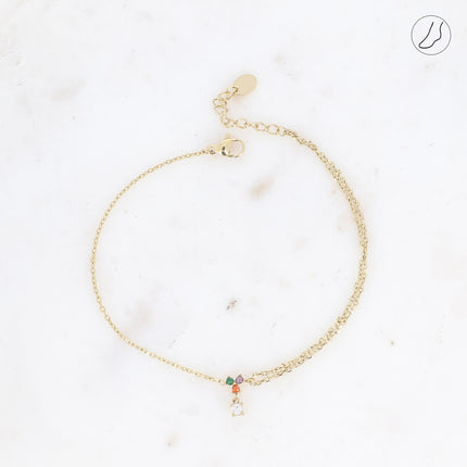 Bracelet de cheville - petit pendentif avec oxydes de zirconium