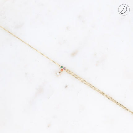 Bracelet de cheville - petit pendentif avec oxydes de zirconium