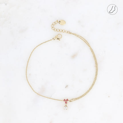 Bracelet de cheville - petit pendentif avec oxydes de zirconium