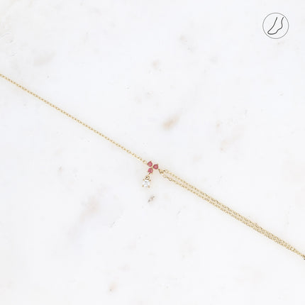 Bracelet de cheville - petit pendentif avec oxydes de zirconium