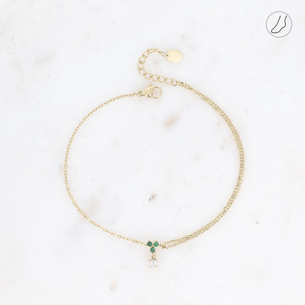 Bracelet de cheville - petit pendentif avec oxydes de zirconium