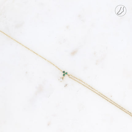 Bracelet de cheville - petit pendentif avec oxydes de zirconium