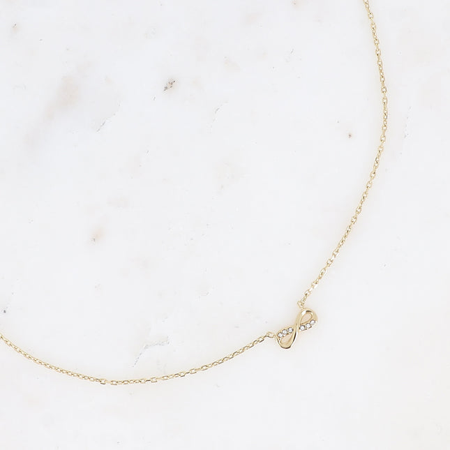 Collier - symbole infini avec oxydes de zirconium