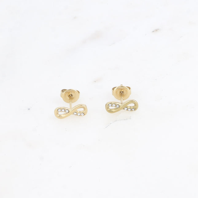 Stud earrings - infinity symbol with zirconium oxides