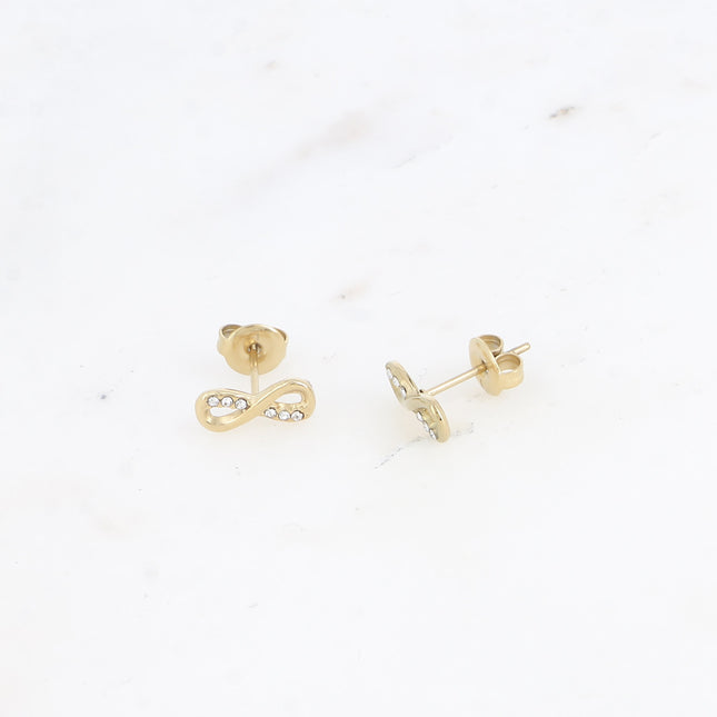 Stud earrings - infinity symbol with zirconium oxides
