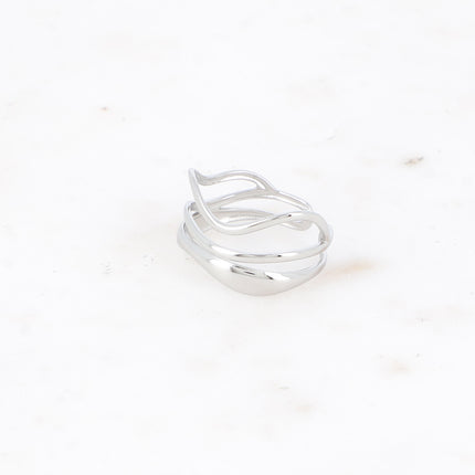 Bague large - 3 lignes ondulées et ajourées