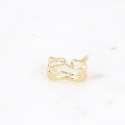 Bague large - 3 lignes ondulées et ajourées