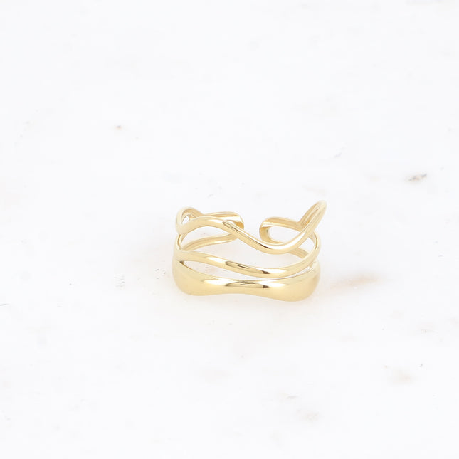 Bague large - 3 lignes ondulées et ajourées
