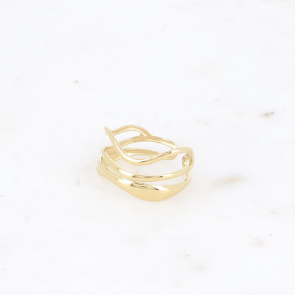 Bague large - 3 lignes ondulées et ajourées