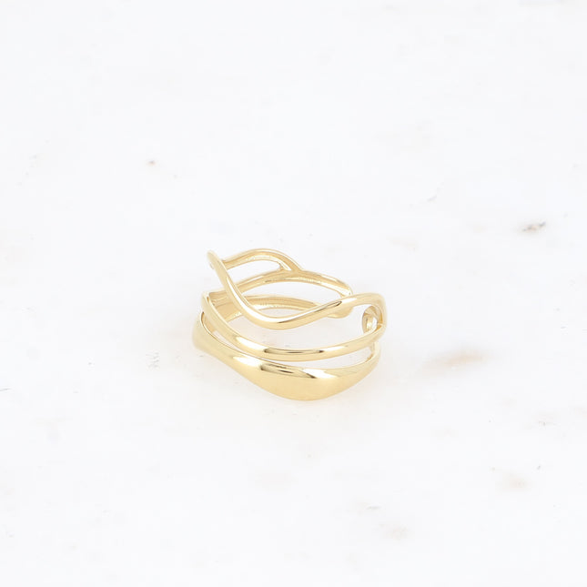 Bague large - 3 lignes ondulées et ajourées