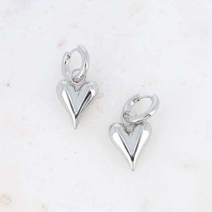 Artley M Creole Earrings - elongated and domed heart