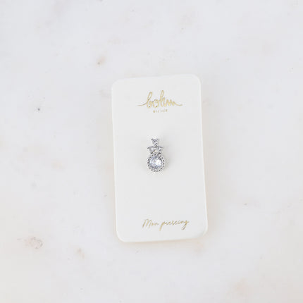 Piercing - cristal rond et 3 oxydes de zirconium