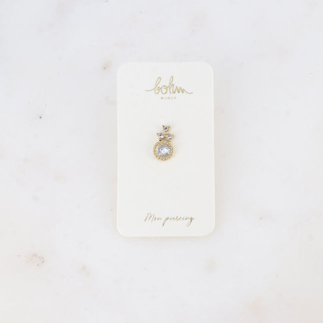 Piercing - cristal rond et 3 oxydes de zirconium