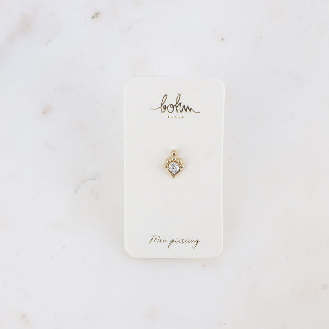 Piercing - cristal rond et 5 boules