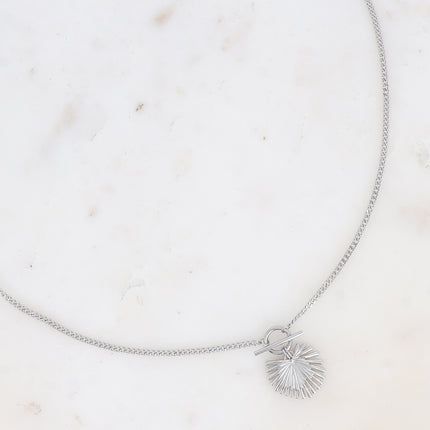 Collier - pendentif anneau barre et feuille de palmier