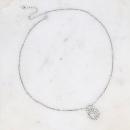 Collier - pendentif anneau barre et feuille de palmier