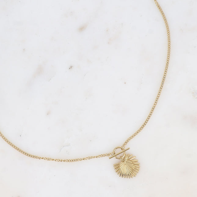 Collier - pendentif anneau barre et feuille de palmier