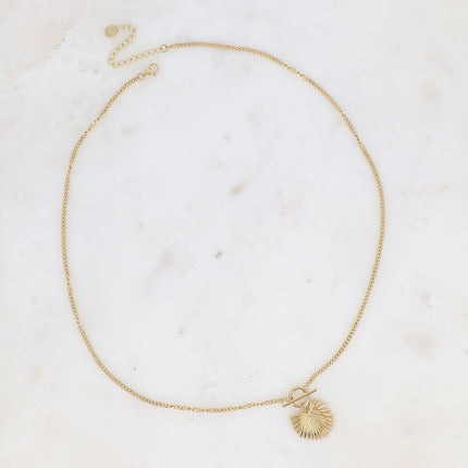 Collier - pendentif anneau barre et feuille de palmier