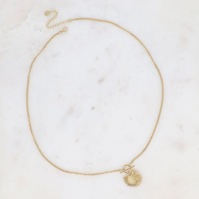 Collier - pendentif anneau barre et feuille de palmier