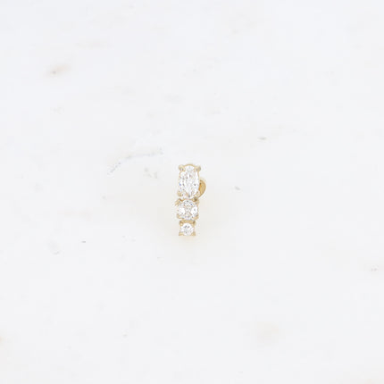 Piercing - 3 oxydes de zirconium, ovale et ronds