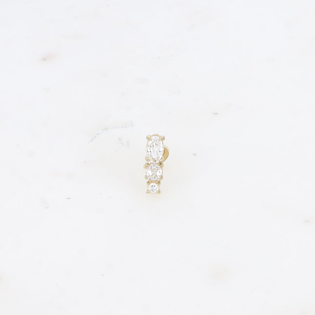 Piercing - 3 oxydes de zirconium, ovale et ronds