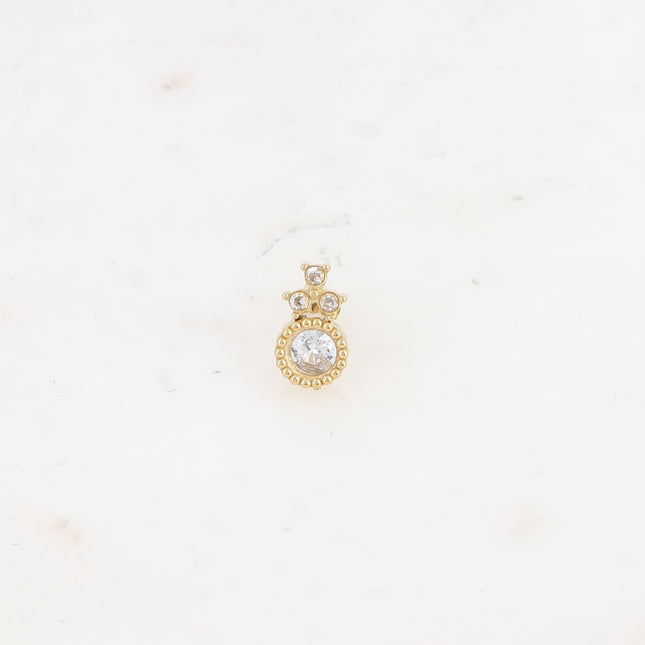 Piercing - cristal rond et 3 oxydes de zirconium