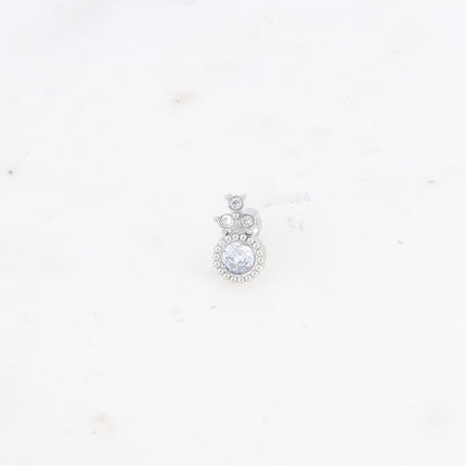 Piercing - cristal rond et 3 oxydes de zirconium