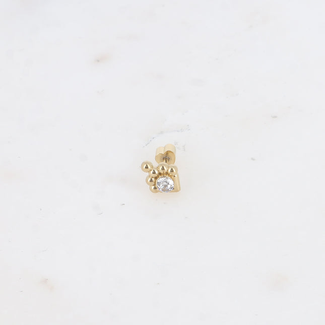 Piercing - cristal rond et 5 boules