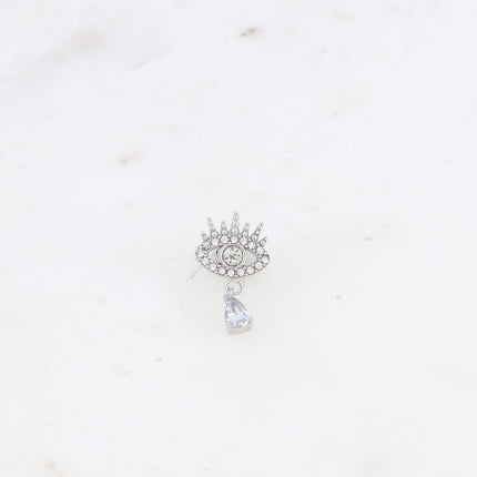 Piercing - oeil avec oxydes de zirconium et cristal goutte pendante