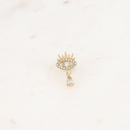 Piercing - oeil avec oxydes de zirconium et cristal goutte pendante