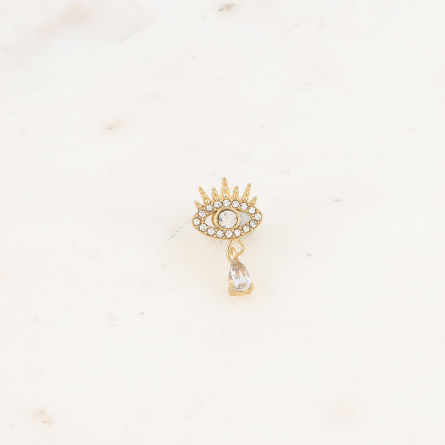Piercing - oeil avec oxydes de zirconium et cristal goutte pendante