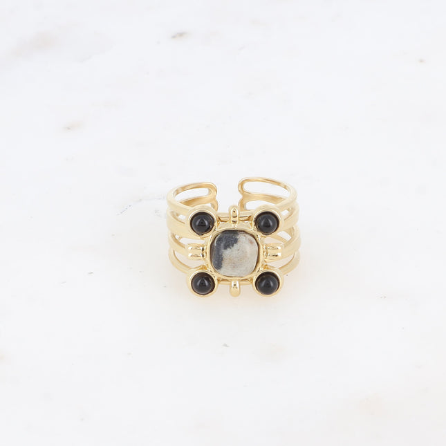 Ring - square, 5 natural stones