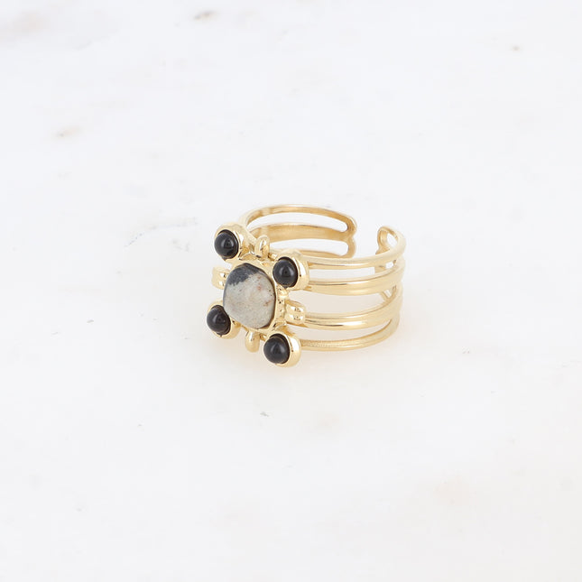 Ring - square, 5 natural stones
