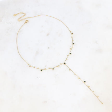 Collier Teyssa Y - boules et cristaux taillés