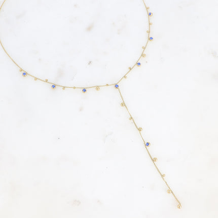 Collier Teyssa Y - boules et cristaux taillés