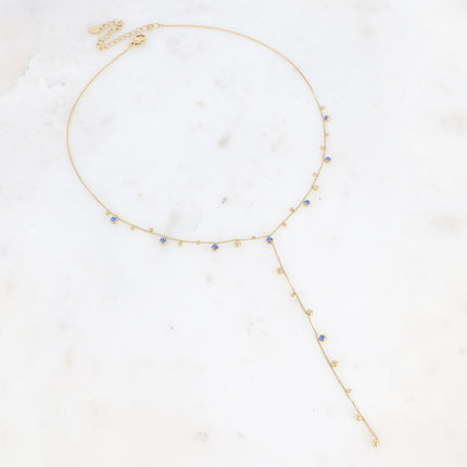 Collier Teyssa Y - boules et cristaux taillés