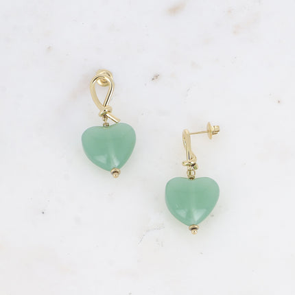 Carleeni drop earrings - knot and heart in acetate