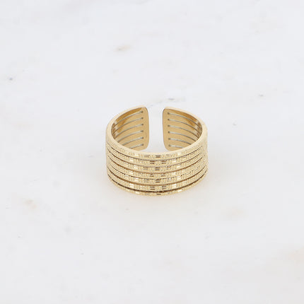 Bague - ajouré et points martelés effet quadrillé