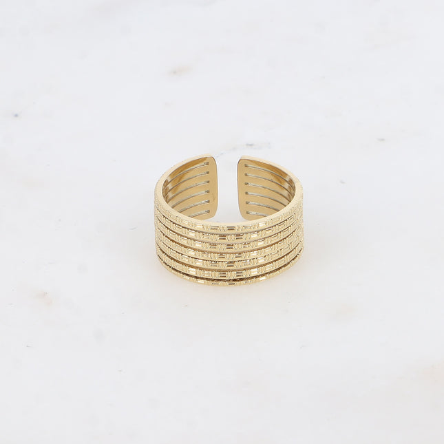 Bague - ajouré et points martelés effet quadrillé