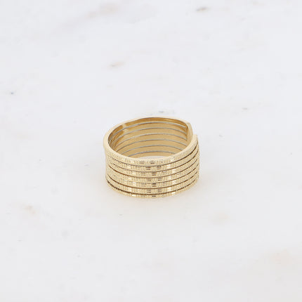Bague - ajouré et points martelés effet quadrillé
