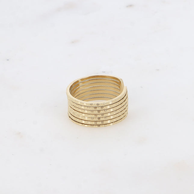 Bague - ajouré et points martelés effet quadrillé