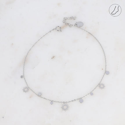 Bracelet de cheville - pampilles rondes et soleil ajouré