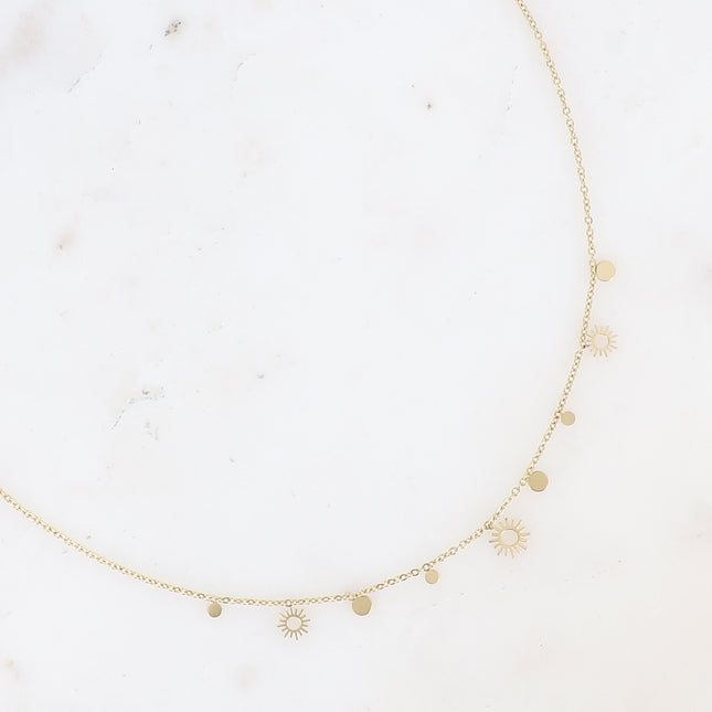 Necklace - round tassels and openwork sun