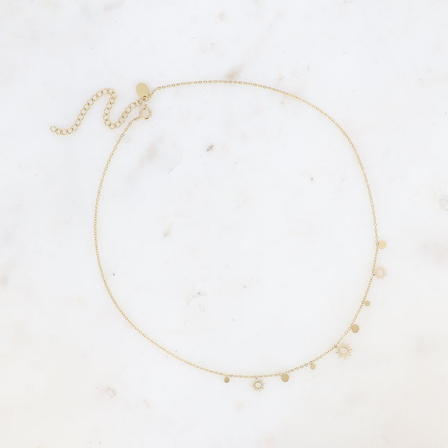 Necklace - round tassels and openwork sun