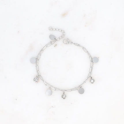 Bracelet multirangs Gemma - 2 rangs, boules, cristaux et pampilles rondes