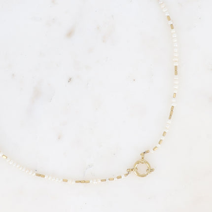 Collier sur câble Selena - fermoir mousqueton pour les lockies et perles d'eau douce