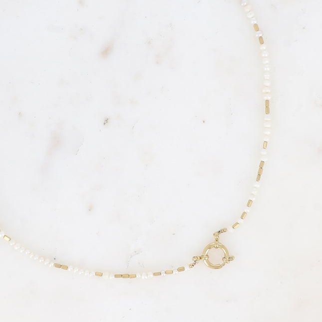 Collier sur câble Selena - fermoir mousqueton pour les lockies et perles d'eau douce
