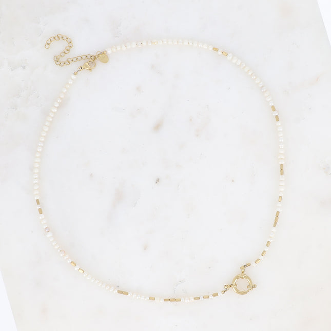 Collier sur câble Selena - fermoir mousqueton pour les lockies et perles d'eau douce